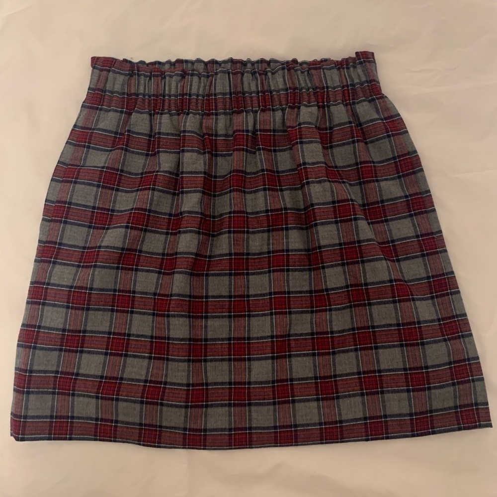 JCrew Factory Gray & Burgundy Plaid Skirt